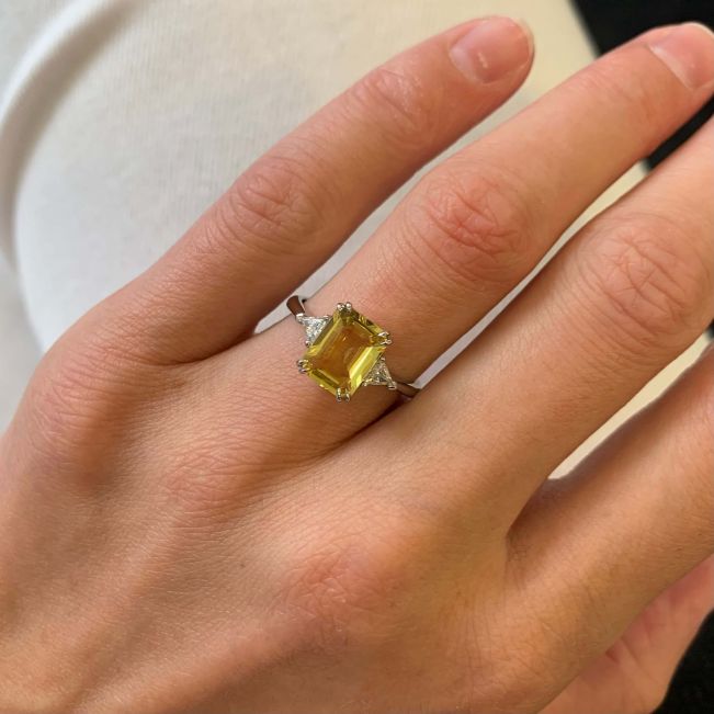 Emerald Cut Yellow Sapphire Ring Yellow Gold - Photo 5