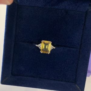 Emerald Cut Yellow Sapphire Ring - Photo 1