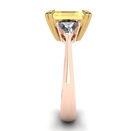 Emerald Cut Yellow Sapphire Ring Rose Gold,  Enlarge image 3