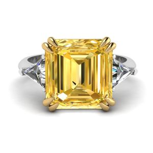 Emerald Cut Yellow Sapphire Ring White Gold