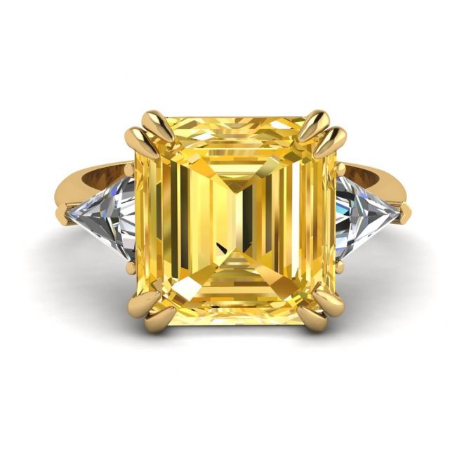 Emerald Cut Yellow Sapphire Ring Yellow Gold