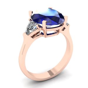 Three Stone Ring with Sapphire Rose Gold - Photo 3