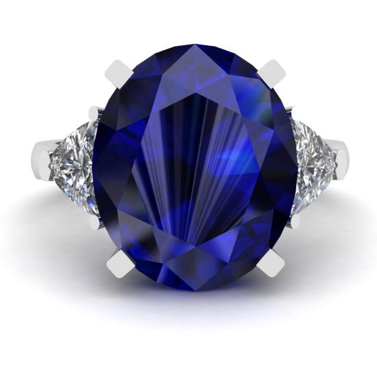 Three Stone Ring with Sapphire White Gold, Enlarge image 1