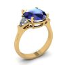 Three Stone Ring with Sapphire Yellow Gold, Image 4