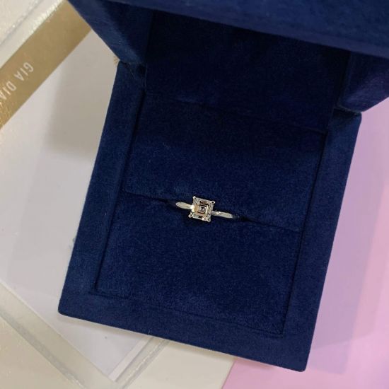 Classic Asscher Cut Diamond Engagement Ring, Enlarge image 1