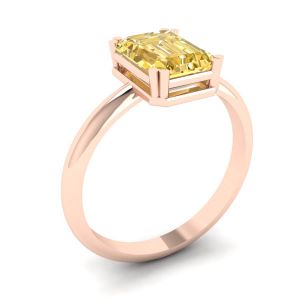 2 carat Emerald Cut Yellow Sapphire Ring Rose Gold - Photo 3