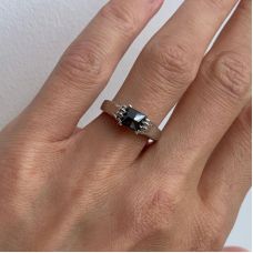 Upside Down Black Diamond Ring in Claws