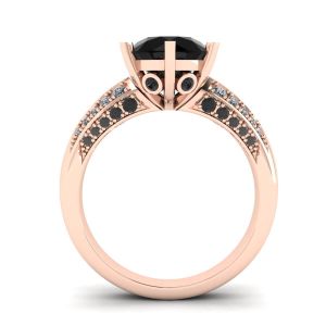 6-Prong Black Diamond with Duo-color Pave Ring Rose Gold - Photo 1