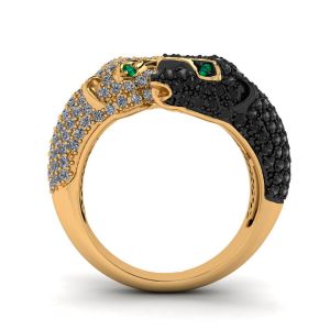 Panters Black and White Diamond Ring Yellow Gold - Photo 1