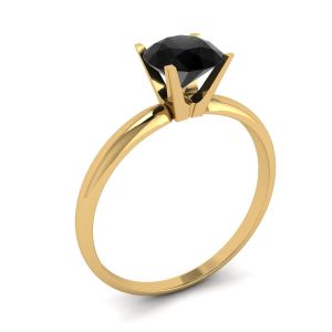 Black Diamond V Setting Ring Yellow Gold - Photo 3