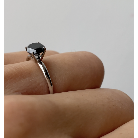 Black Diamond 18K White Gold Ring,  Enlarge image 3