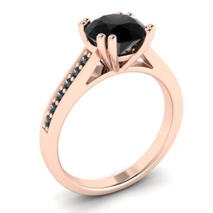 Round Black Diamond with Black Pave 18K Rose Gold Ring - Photo 3