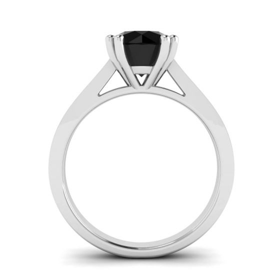 Round Black Diamond with Black Pave 18 White Gold Ring ,  Enlarge image 2