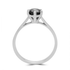 Solitaire Ring with Round Black Diamond - Photo 1