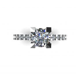 Round Diamond Ring with Side and Hidden Pave