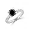 Round Black Diamond Ring with Side and Hidden Pave, Image 4
