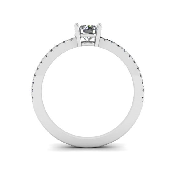White Diamond Side Pave Ring,  Enlarge image 2