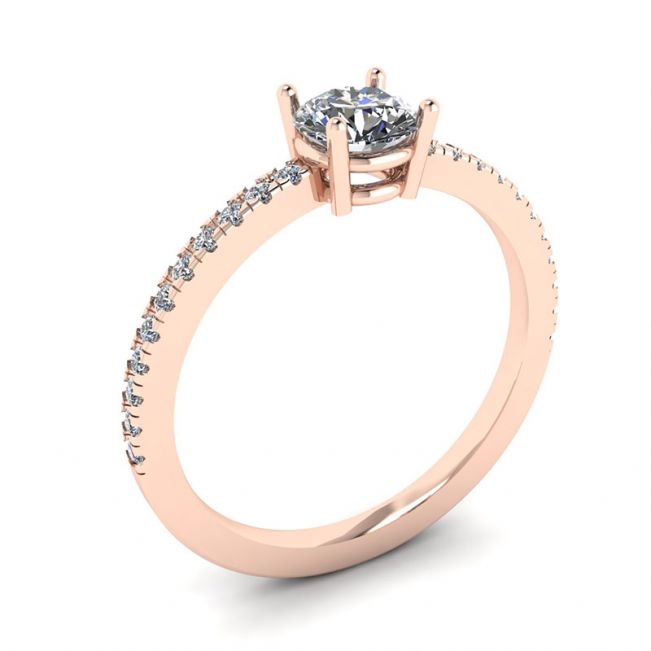 White Diamond Side Pave Ring 18K Rose Gold - Photo 3