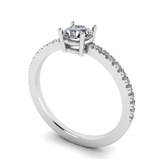 White Diamond Side Pave Ring,  Enlarge image 3