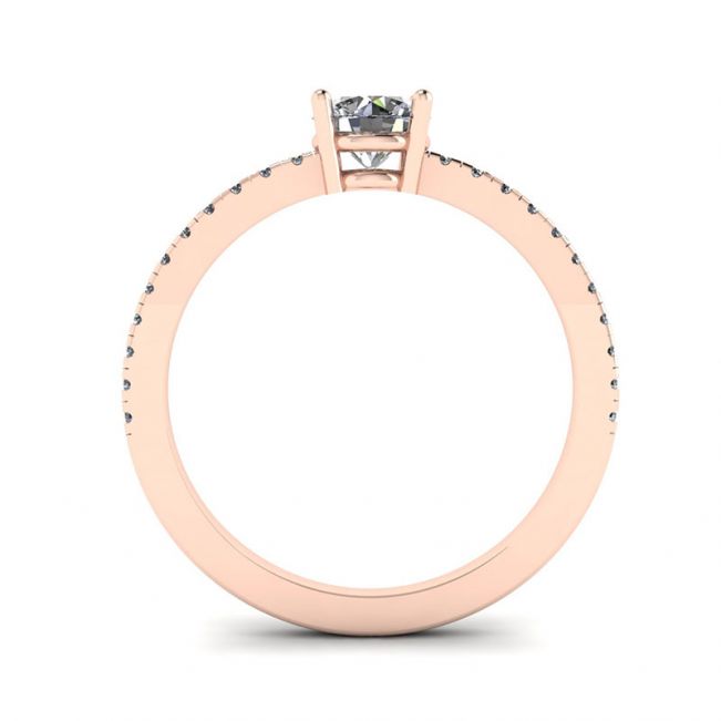 White Diamond Side Pave Ring 18K Rose Gold - Photo 1