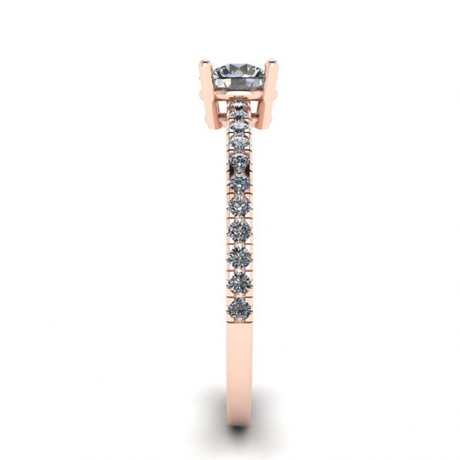 White Diamond Side Pave Ring 18K Rose Gold - Photo 2