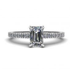 V Style Emerald Cut Diamond Ring