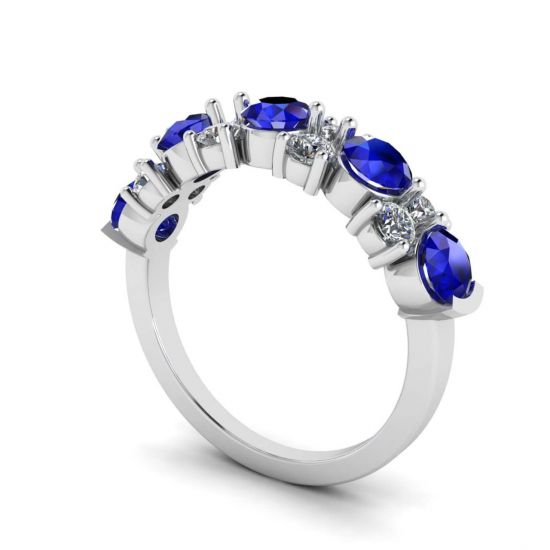 Contemporary garland ring with sapphires and diamonds,  Enlarge image 2