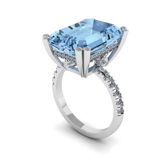 9 carat Swiss blue topaz and diamonds ring,  Enlarge image 2