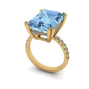 9 carat Swiss blue topaz and diamonds ring - Photo 1