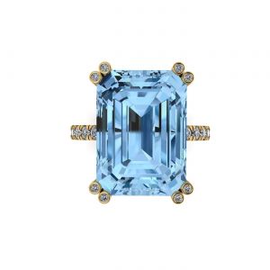 9 carat Swiss blue topaz and diamonds ring