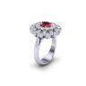 Ring with oval ruby and diamonds flower style, Image 2