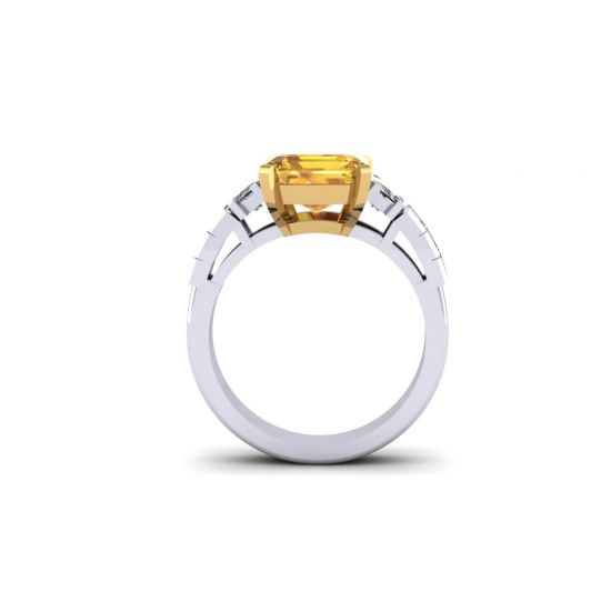 Yellow Sapphire and Side Diamonds Ring,  Enlarge image 3