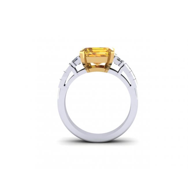 Yellow Sapphire and Side Diamonds Ring - Photo 2