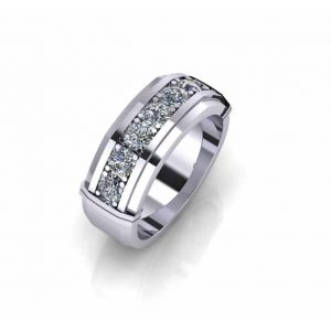Contemporary Male Ring with 7 Diamonds - Photo 1