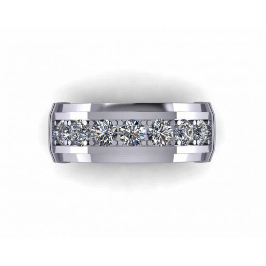 Contemporary Male Ring with 7 Diamonds