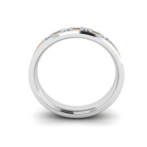 Men Flat Wedding Ring with 4 Diamonds - Photo 2