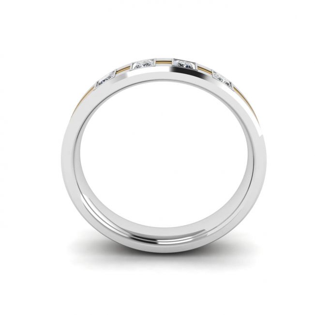 Men Flat Wedding Ring with 4 Diamonds - Photo 2