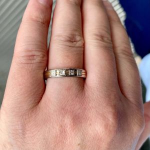Men Flat Wedding Ring with 4 Diamonds - Photo 4