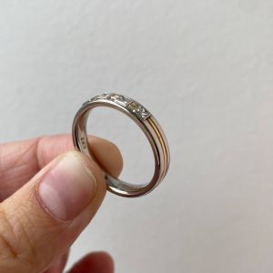 Men Flat Wedding Ring with 4 Diamonds - Photo 6