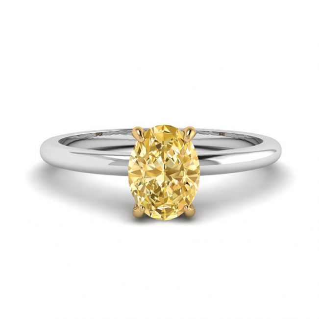 Oval Yellow Diamond Solitaire Ring