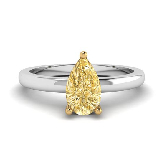 Pear Yellow Diamond Solitaire Ring, Image 1