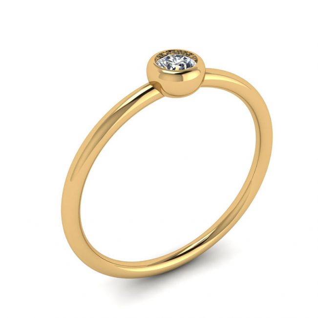 Round Diamond Small Ring La Promesse Yellow Gold - Photo 3