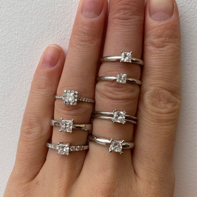 Rope Engagement Ring with Pricess Cut Diamond