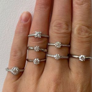 Crossing Prongs Ring with Round Diamond