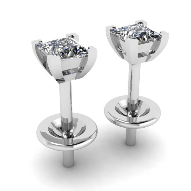 Princess-Cut Diamond Stud Earrings  - Photo 2