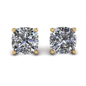 Cushion Yellow Diamond Stud Earrings in 18K Yellow Gold