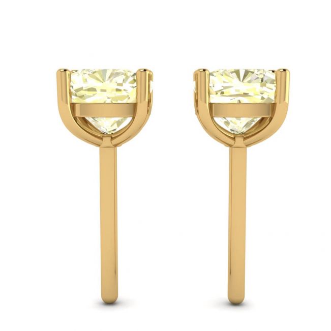 Cushion Yellow Diamond Stud Earrings in 18K Yellow Gold - Photo 1