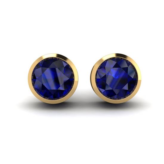 Sapphire Stud Earrings in Yellow Gold, Image 1