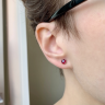 Ruby Stud Earrings with Detachable Diamond Halo Jacket Rose Gold, Image 4