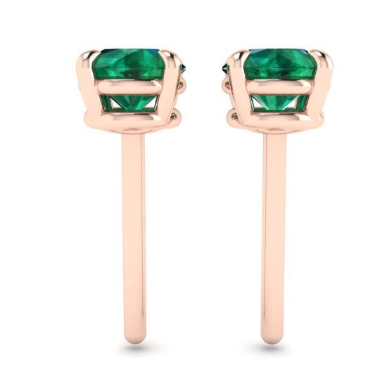Classic Emerald Stud Earrings Rose Gold,  Enlarge image 2